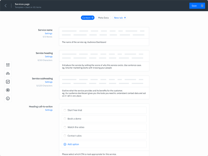 GatherContent Content Template UI